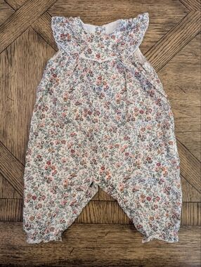 Tartine et Chocolat Floral Romper - White with Pink & Green Floral Print